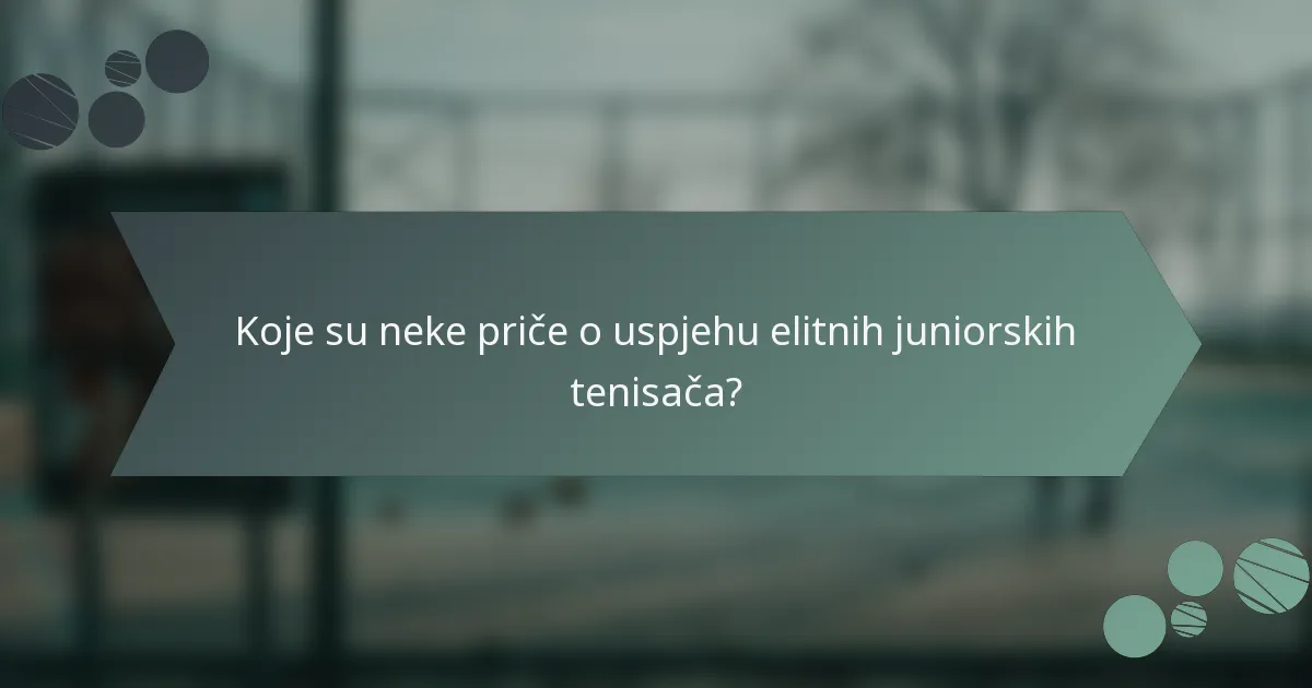 Koje su neke priče o uspjehu elitnih juniorskih tenisača?