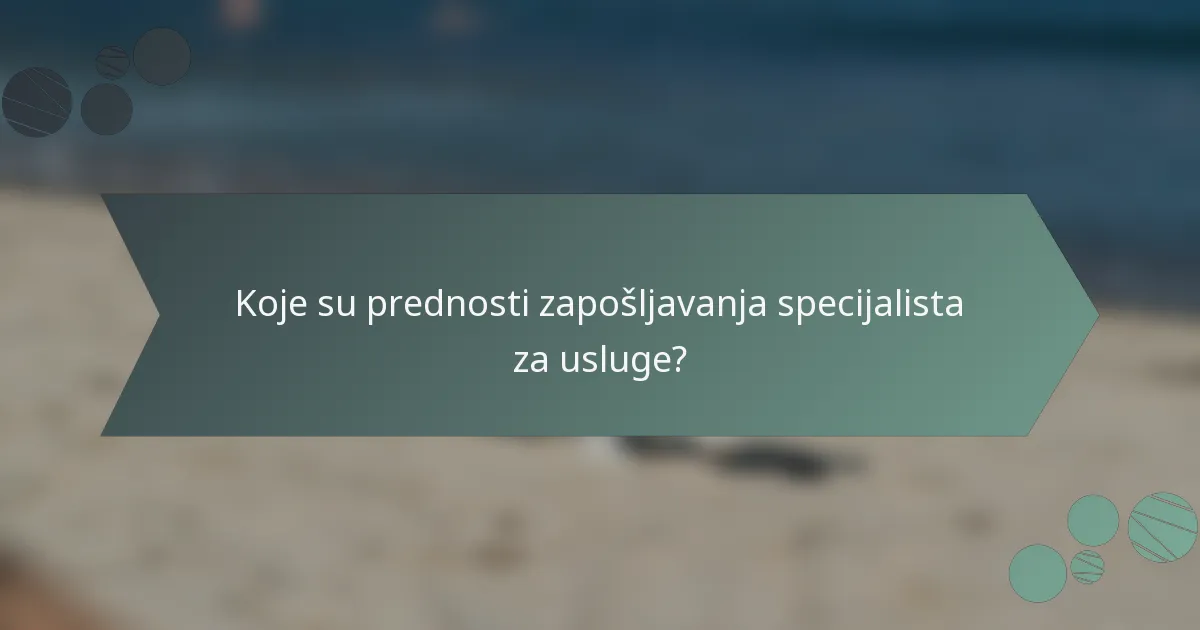 Koje su prednosti zapošljavanja specijalista za usluge?