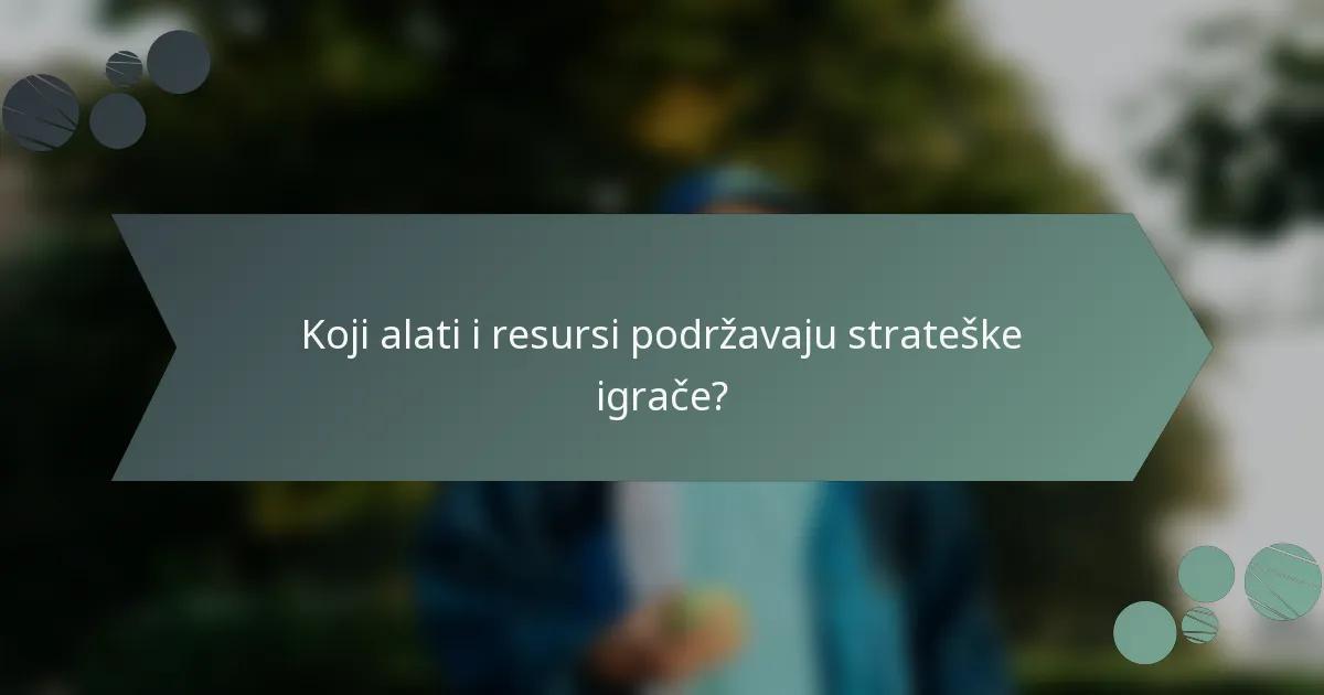 Koji alati i resursi podržavaju strateške igrače?